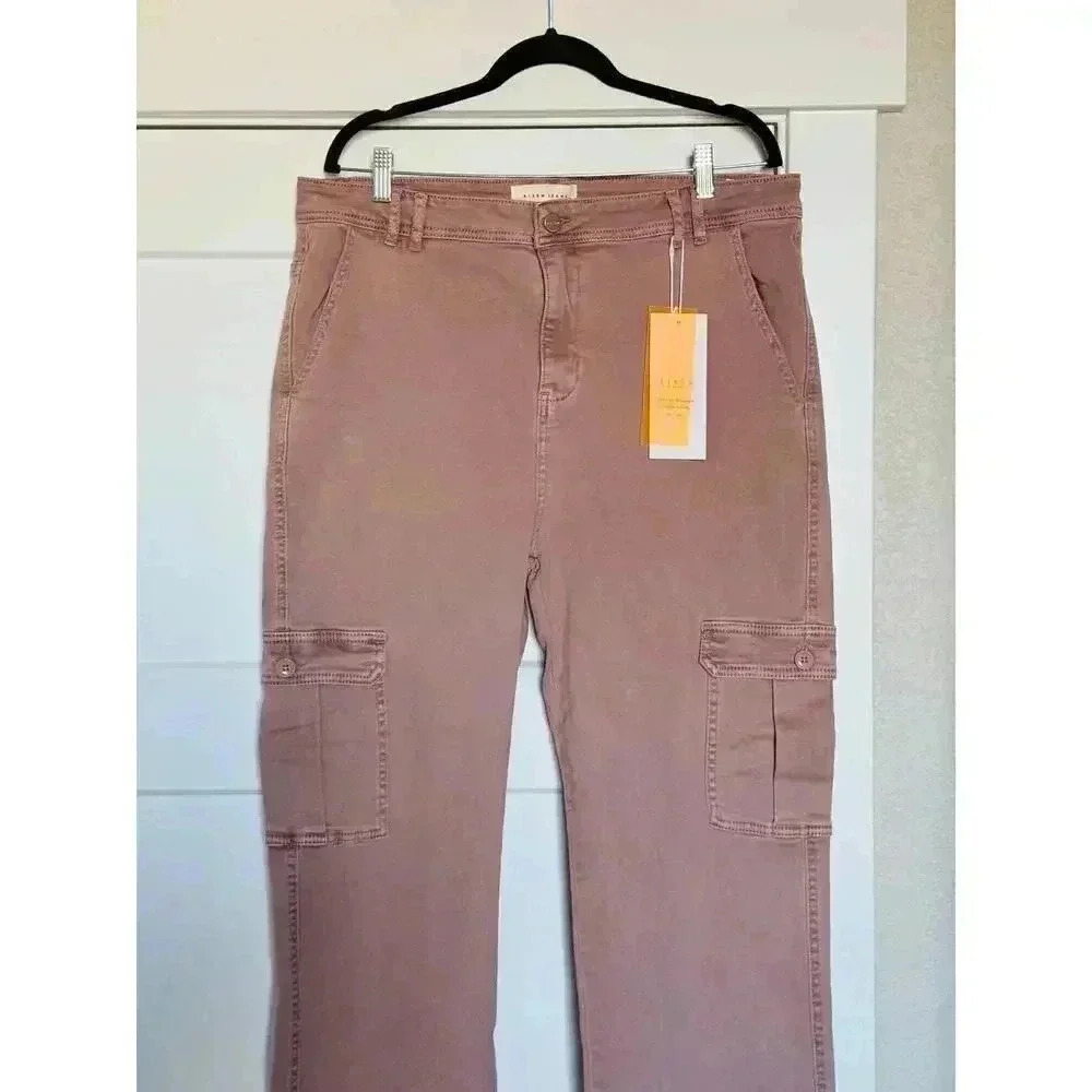 NWT Risen Womens Risen High-Rise Cargo Pants Mauve Size 2XL - Picture 8 of 13